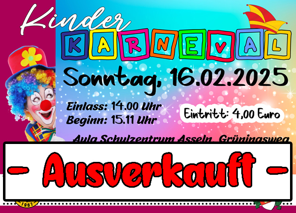 Plakat Kinderkarneval 2025 FB Ausverkauft